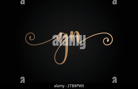 Luxury Initial GN or NG Monogram Text Letter Logo Design Stock Vector