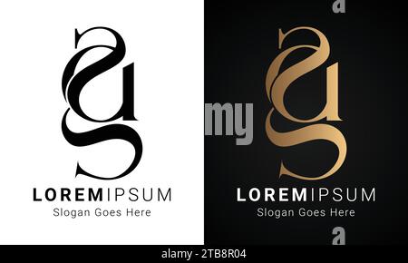 Luxury Initial AG or GA Monogram Text Letter Logo Design Stock Vector