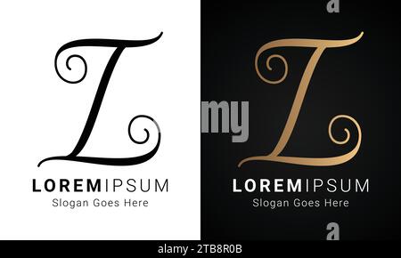 Luxury Initial TL or LT Monogram Text Letter Logo Design Stock Vector