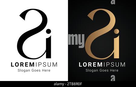 Luxury Initial AI or IA Monogram Text Letter Logo Design Stock Vector