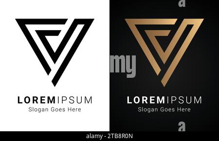Luxury Initial MF or FM Monogram Text Letter Logo Design Stock Vector