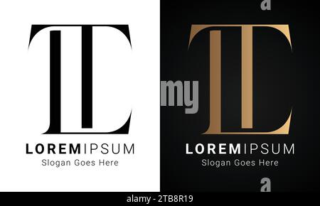 Luxury Initial TL or LT Monogram Text Letter Logo Design Stock Vector