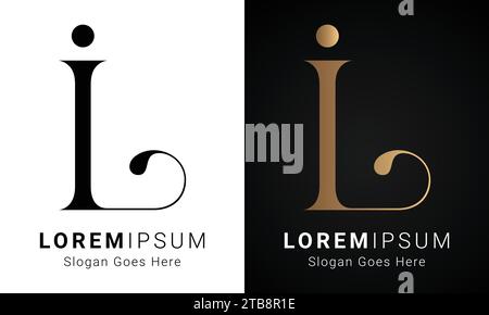 Luxury Initial IL or LI Monogram Text Letter Logo Design Stock Vector
