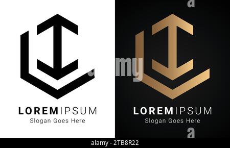 Luxury Initial IL or LI Monogram Text Letter Logo Design Stock Vector