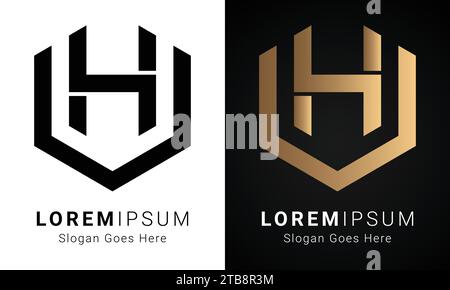 Luxury Initial VH or HV Monogram Text Letter Logo Design Stock Vector
