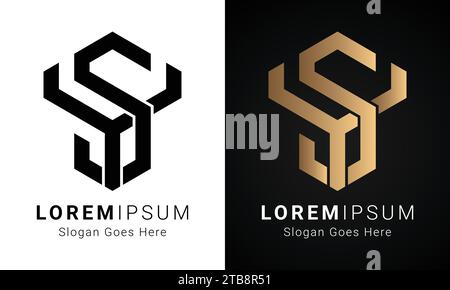 Luxury Initial YS or SY Monogram Text Letter Logo Design Stock Vector