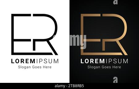 Luxury Initial ER or RE Monogram Text Letter Logo Design Stock Vector