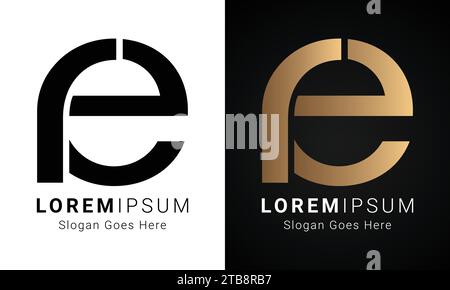 Luxury Initial ER or RE Monogram Text Letter Logo Design Stock Vector