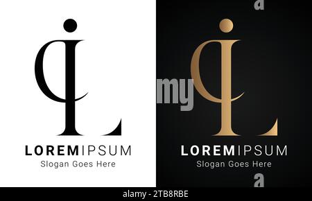 Luxury Initial IL or LI Monogram Text Letter Logo Design Stock Vector