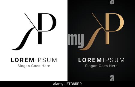 Luxury Initial KP or PK Monogram Text Letter Logo Design Stock Vector