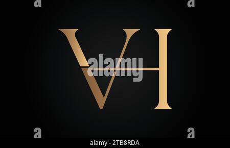 Luxury Initial VH or HV Monogram Text Letter Logo Design Stock Vector