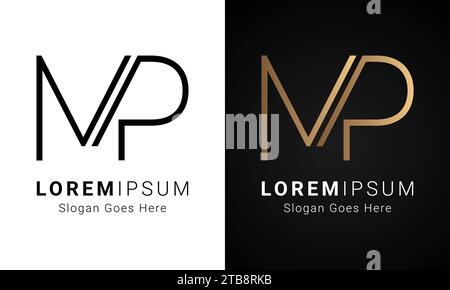 Luxury Initial MP or PM Monogram Text Letter Logo Design Stock Vector