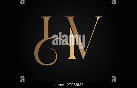 Luxury Initial VH or HV Monogram Text Letter Logo Design Stock Vector