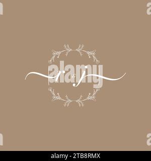 RJ handwriting logo of initial signature, wedding and fashion concept design Stock Vector