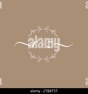 RZ handwriting logo of initial signature, wedding and fashion concept design Stock Vector