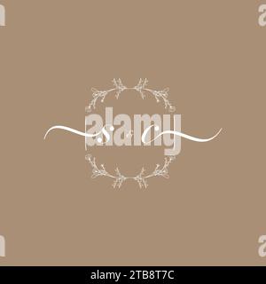 SC handwriting logo of initial signature, wedding and fashion concept design Stock Vector