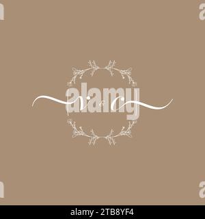 VC handwriting logo of initial signature, wedding and fashion concept design Stock Vector