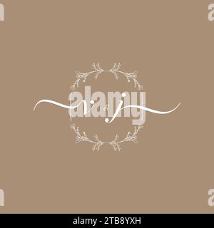 VJ handwriting logo of initial signature, wedding and fashion concept design Stock Vector