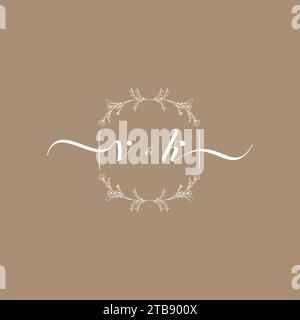 VK handwriting logo of initial signature, wedding and fashion concept design Stock Vector