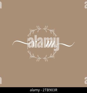 VM handwriting logo of initial signature, wedding and fashion concept design Stock Vector