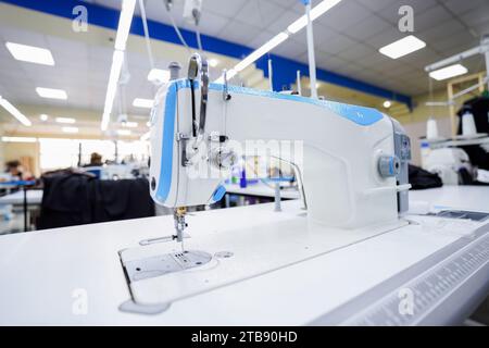 Close up of white electric sewing machine Stock Photo