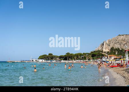 Mondello Beach on Sicily, Italy Stock Photo