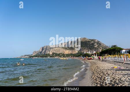 Mondello Beach on Sicily, Italy Stock Photo