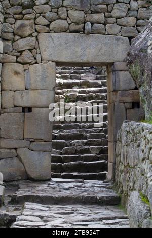 Doorway at Machu Picchu; Machu Picchu, Peru Stock Photo