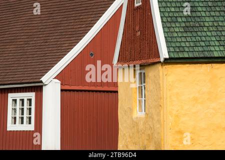 Colorful buildings in Sisimiut; Sisimiut, Greenland Stock Photo