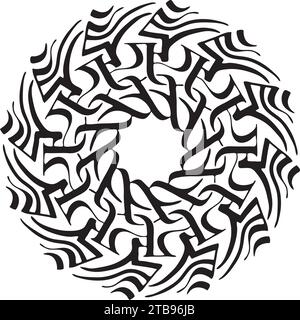 Gothic Style Abstract Art: A Bold Circular Mandala Design in Black and White Stock Vector