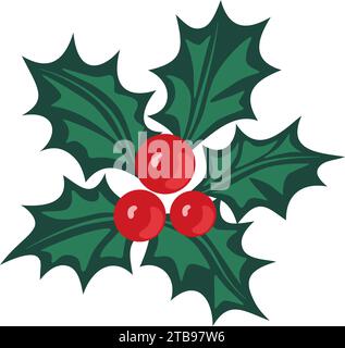 Christmas holly berry. Symbol of Christmas and New Year. Vector illustration. Stock Vector