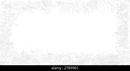Rectangular frame made of rough grunge texture. Ice and snow overlay effect for winter design. Dirty shabby vintage borders. Vector illustration. Stock Vector