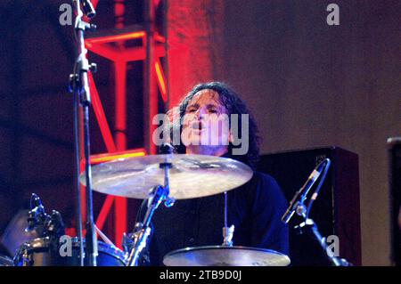 Milan Italy 2006-09-07 : Giorgio Prette drummer of the group Afterhours during the concert at the Idroscalo Stock Photo