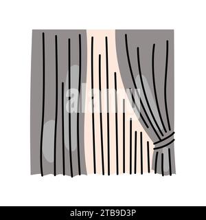 Curtains flat element. Interior decor. Vector isolated sign. Digital illustration for web page, mobile app, promo. Stock Vector