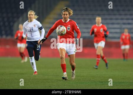 St Polten, Austria. 5th December, 2023. Marina Georgieva (11 Austria) in action during the UEFA womens nations league match Austria v Norway at NV Arena in St Polten, Austria (Tom Seiss/SPP) Credit: SPP Sport Press Photo. /Alamy Live News Stock Photo