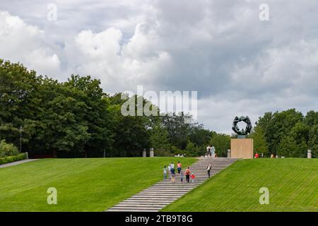 A picture of the Wheel of Life at the Vigeland or Frogner Park. Designed by Gustav Vigeland between 1940 and 1949. Stock Photo