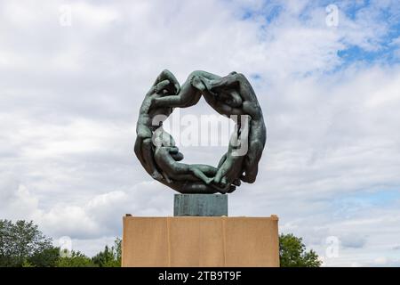 A picture of the Wheel of Life at the Vigeland or Frogner Park. Designed by Gustav Vigeland between 1940 and 1949. Stock Photo