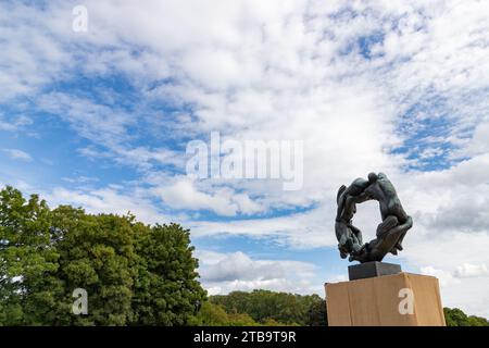 A picture of the Wheel of Life at the Vigeland or Frogner Park. Designed by Gustav Vigeland between 1940 and 1949. Stock Photo