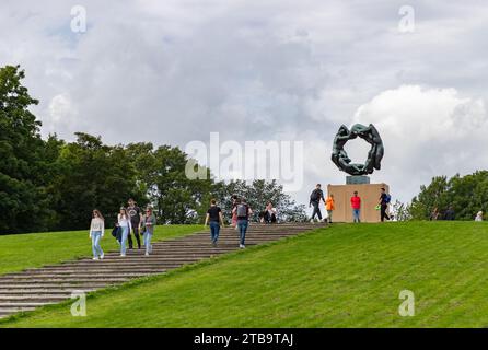 A picture of the Wheel of Life at the Vigeland or Frogner Park. Designed by Gustav Vigeland between 1940 and 1949. Stock Photo