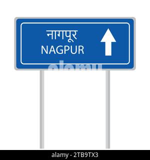 Nagpur straight arrow road sign board vector illustration Stock Vector