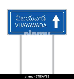 Vijayawada straight arrow road sign board vector illustration Stock Vector
