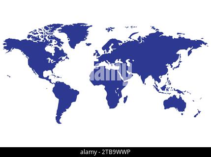 world map on the white isolated background Stock Vector