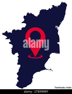 Tamilnadu Map with Location icon vector illustration Stock Vector