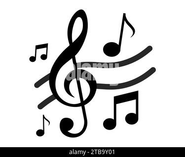 music notes, Quaver, Beam note, Treble clef in music track vector illustration Stock Vector