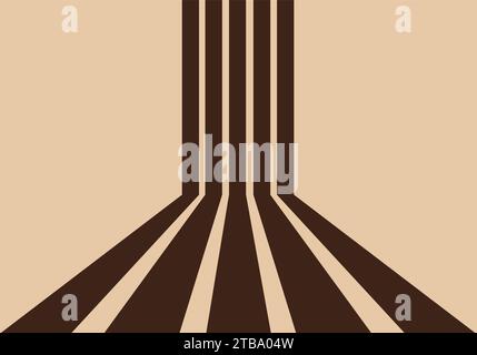 brown Perspective Lines in the beige background wallpaper Stock Vector