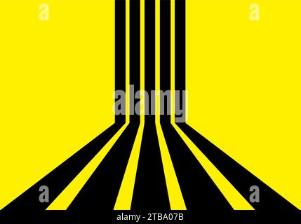 black Perspective Lines in the yellow background wallpaper Stock Vector
