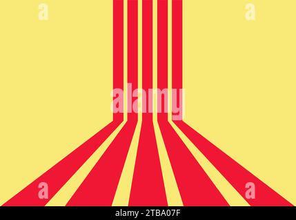 Red Perspective Lines in the yellow background wallpaper Stock Vector