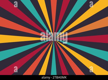 Vintage multicolour sun burst background with colourful stripes and rays vector Stock Vector