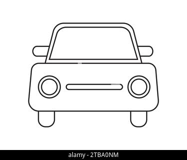 Illustration of a Car flat Outline Drawing Stock Vector