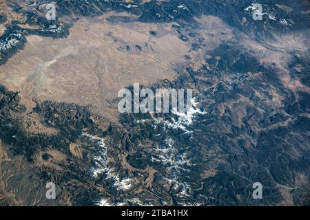 View from space of the San Luis Valley along the border of Colorado and New Mexico. Stock Photo